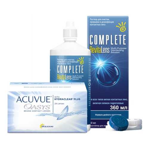 Контактные линзы Acuvue Oasys 24 линзы R 8.4 +7.50 + Раствор Complete RevitaLens 360 мл в АСНА