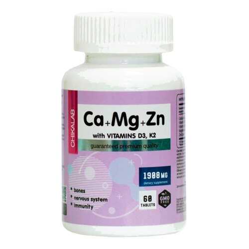 Кальций-магний-цинк Chikalab BOMBBAR Calcium Zinc Magnesium + D3 K2 таблетки 60 шт. в АСНА